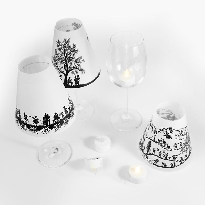 Trendform Weinglasleuchte SCHÖNE HELENE - SWISS TRADITION 3er Set Weiss Assortiert