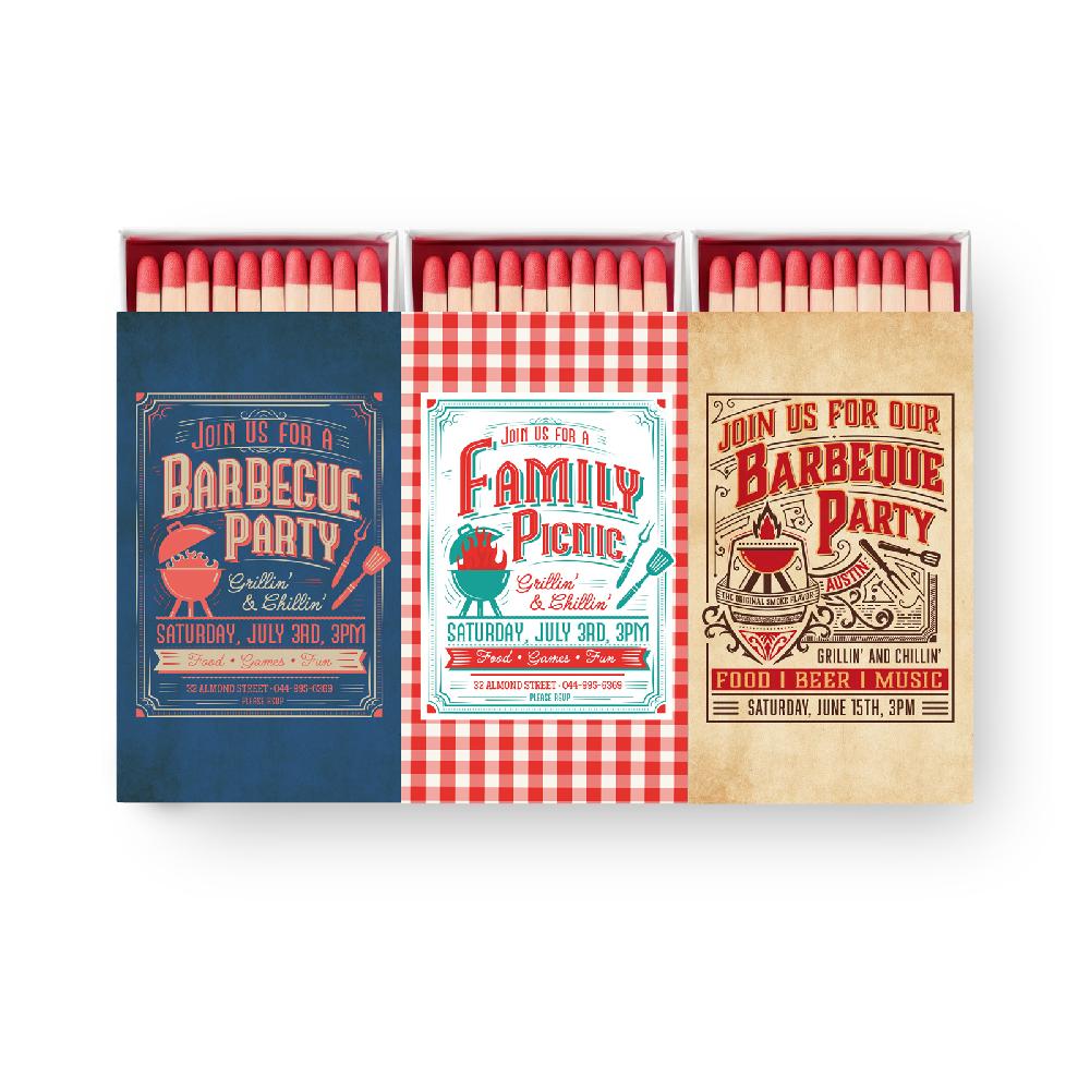 trendform Zündhölzer BARBECUE PARTY 3er Set Inhalt ca. 45 Stk./Pack