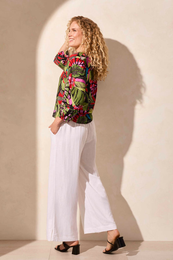 Tribal Blouse Boutonnée Plissée À Manches Trois-Quarts