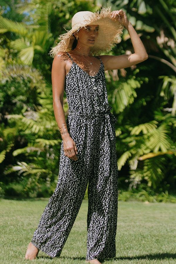 tribal Combinaison Boutonnée Avec Ceinture À La Taille