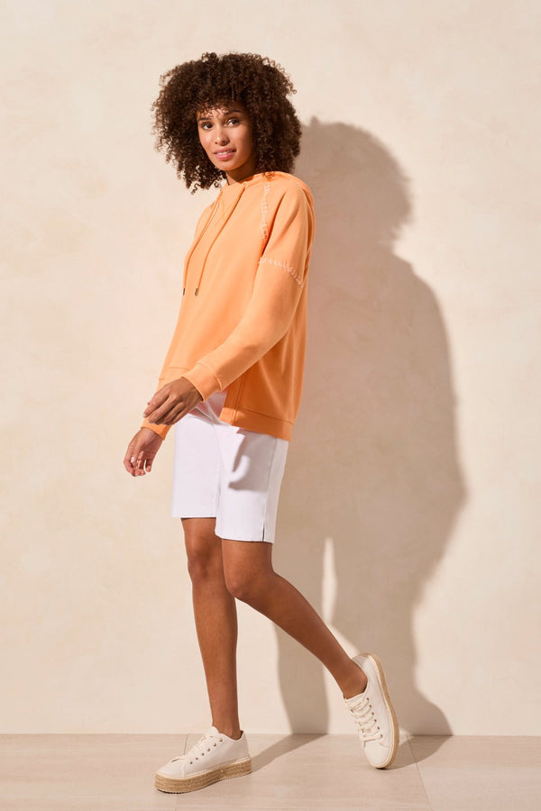 tribal French Terry Contrast-Stitch Long-Sleeve Hoody