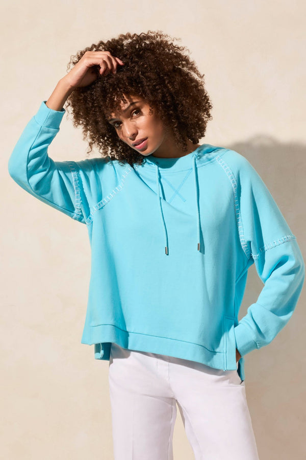 Tribal French Terry Contrast-Stitch Long-Sleeve Hoody