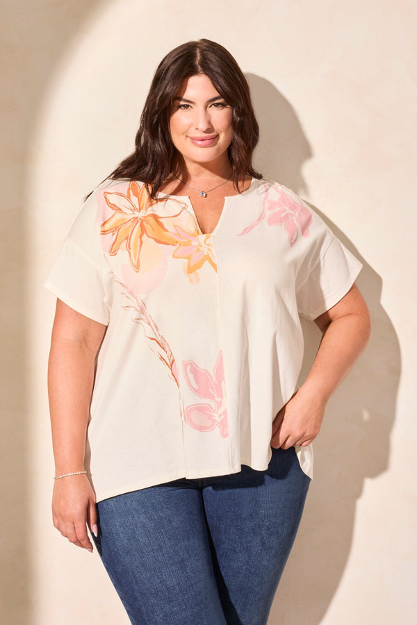 Tribal Haut À Col Bateau Et Épaules Tombantes En Maille Douce