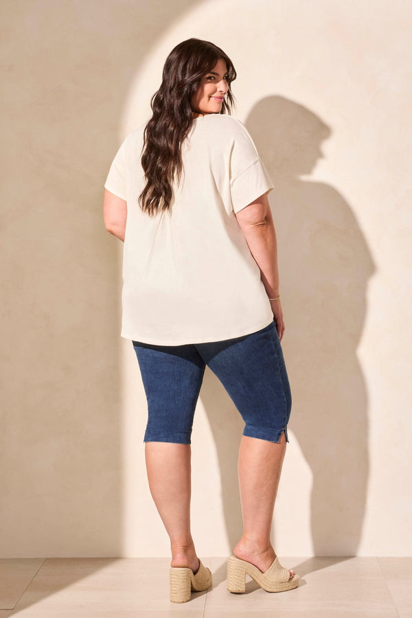 Tribal Haut À Col Bateau Et Épaules Tombantes En Maille Douce