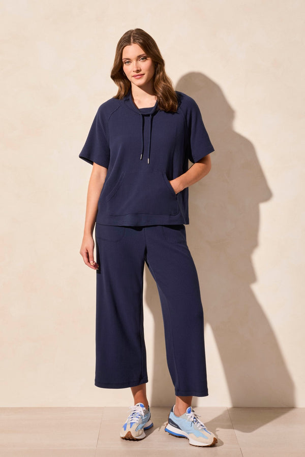 Tribal Haut À Manches Courtes Col Cheminée Avec Cordon