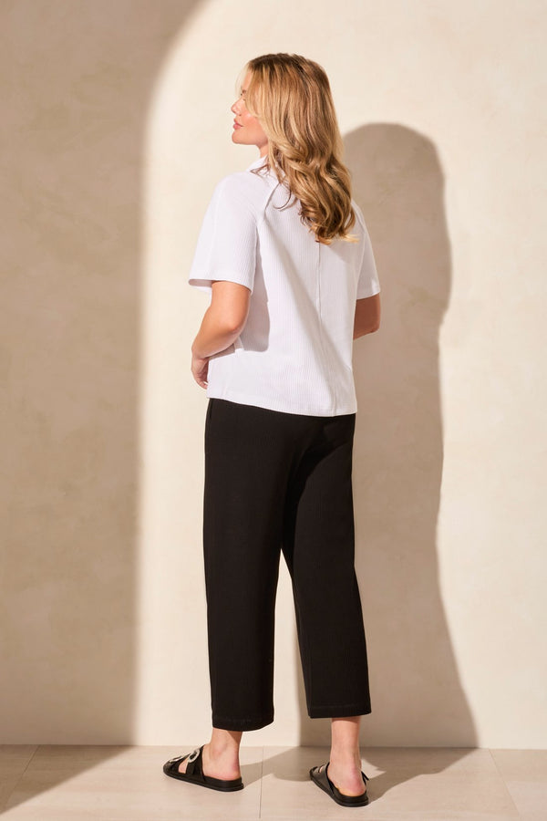 Tribal Haut À Manches Courtes Col Cheminée Avec Cordon