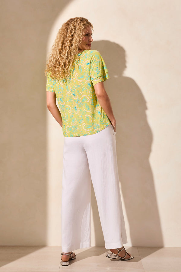 Tribal Haut Col Ras-Du-Cou À Manches Courtes À Volants