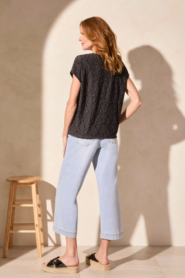 Tribal Haut En Maille Texturée À Mancherons Et Col En V