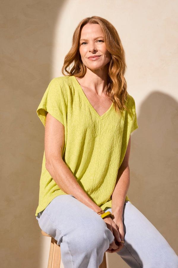 Tribal Haut En Maille Texturée À Mancherons Et Col En V