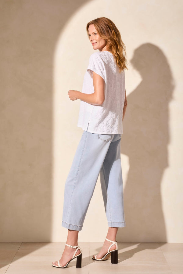 Tribal Haut En Maille Texturée À Mancherons Et Col En V