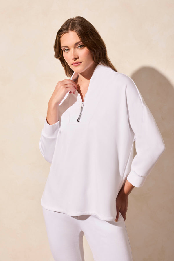 Tribal Haut En Scuba Léger À Fermeture Éclair Sur Le Devant Et Col Cheminée