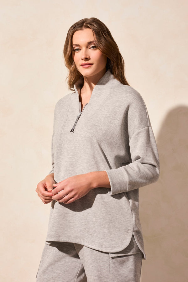 Tribal Haut En Scuba Léger À Fermeture Éclair Sur Le Devant Et Col Cheminée