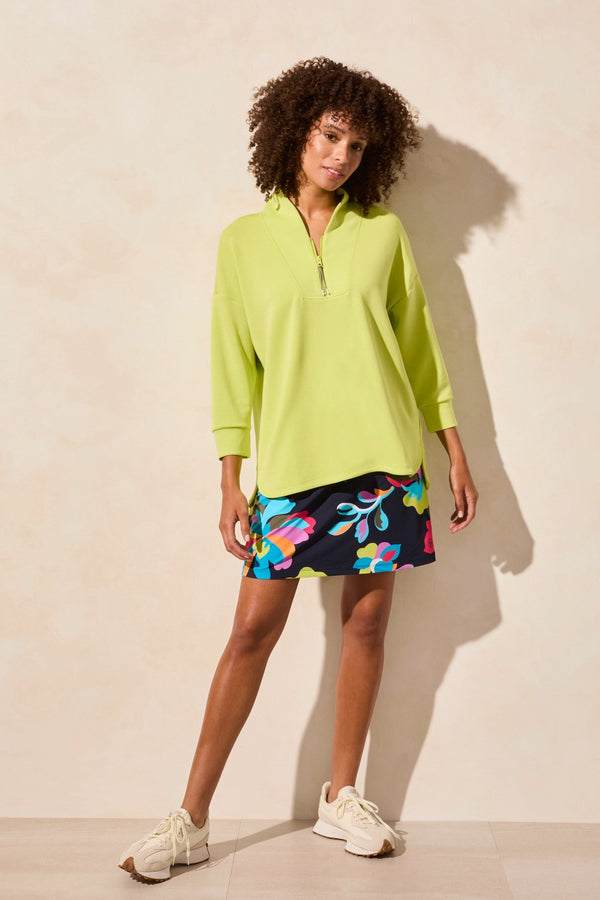 tribal Haut En Scuba Léger À Fermeture Éclair Sur Le Devant Et Col Cheminée