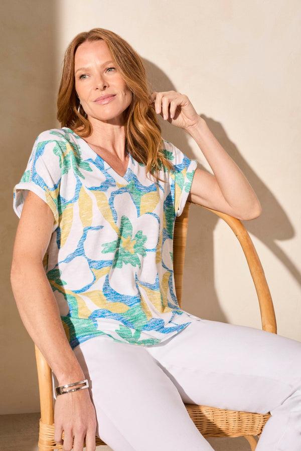 Tribal Haut En Tissu Hacci À Mancherons Et Col En V