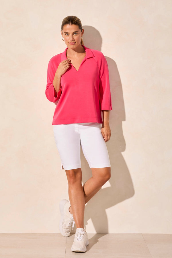 Tribal Haut Henley En Scuba Léger Avec Fentes Latérales