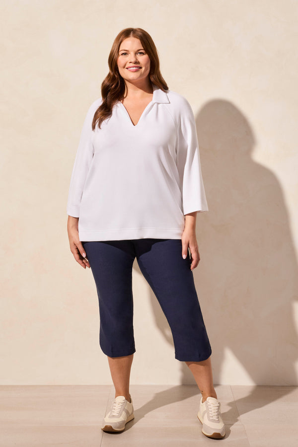 tribal Haut Henley En Scuba Léger Avec Fentes Latérales