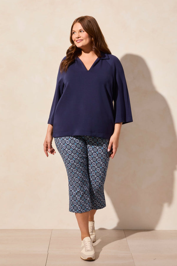 Tribal Haut Henley En Scuba Léger Avec Fentes Latérales