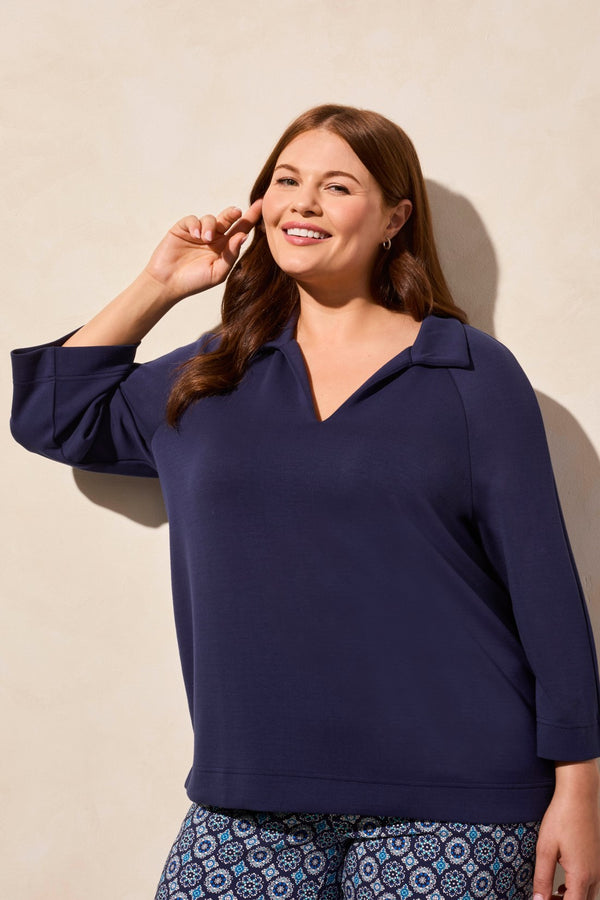 Tribal Haut Henley En Scuba Léger Avec Fentes Latérales