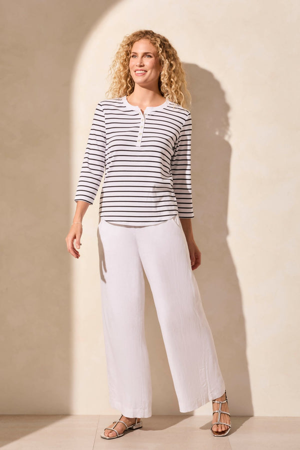 tribal Haut Henley Microcôtelé À Manches Trois-Quarts