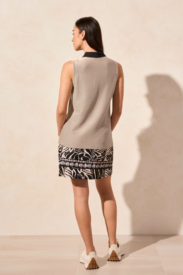 Tribal Haut Polo Sans Manches En Maille Ottomane Avec Fentes Latérales