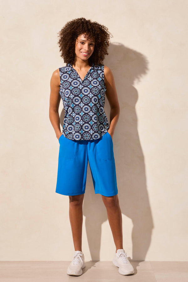 tribal Haut Polo Sans Manches Imprimé Texturé Avec Queue De Chemise