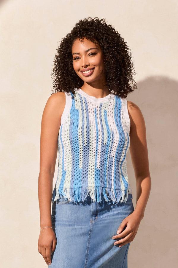 Tribal Haut Sans Manches À Col Rond En Maille De Coton