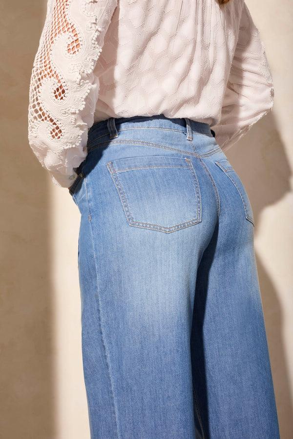 Tribal Jean Audrey Plissé Jambe Large En Denim Léger