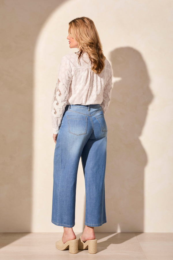 Tribal Jean Audrey Plissé Jambe Large En Denim Léger