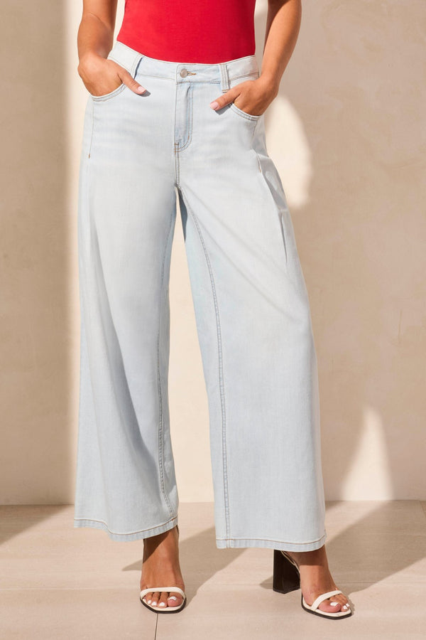 Tribal Jean Audrey Plissé Jambe Large En Denim Léger