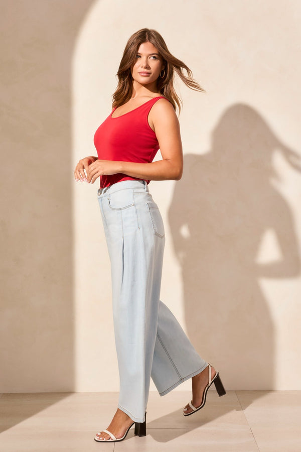 Tribal Jean Audrey Plissé Jambe Large En Denim Léger