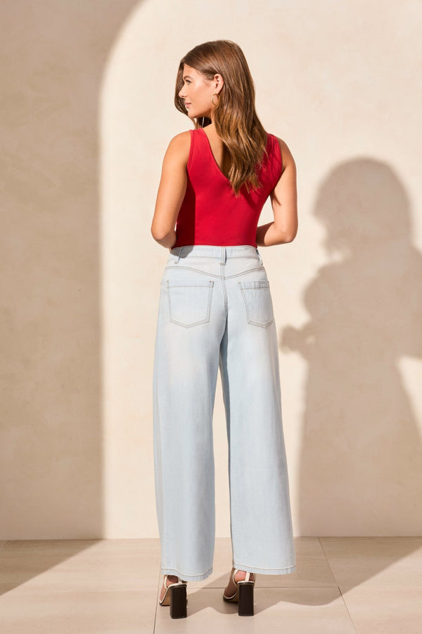 Tribal Jean Audrey Plissé Jambe Large En Denim Léger