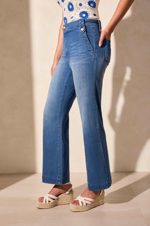 tribal Jean Matelot À Jambe Palazzo Et Taille Haute