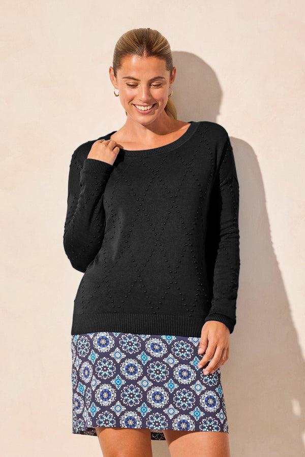 Tribal Pull À Col Ras-Du-Cou À Manches Longues Avec Trous Dans Les Pouces