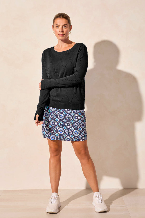 tribal Pull À Col Ras-Du-Cou À Manches Longues Avec Trous Dans Les Pouces