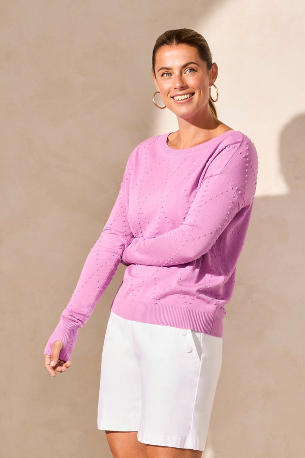 Tribal Pull À Col Ras-Du-Cou À Manches Longues Avec Trous Dans Les Pouces