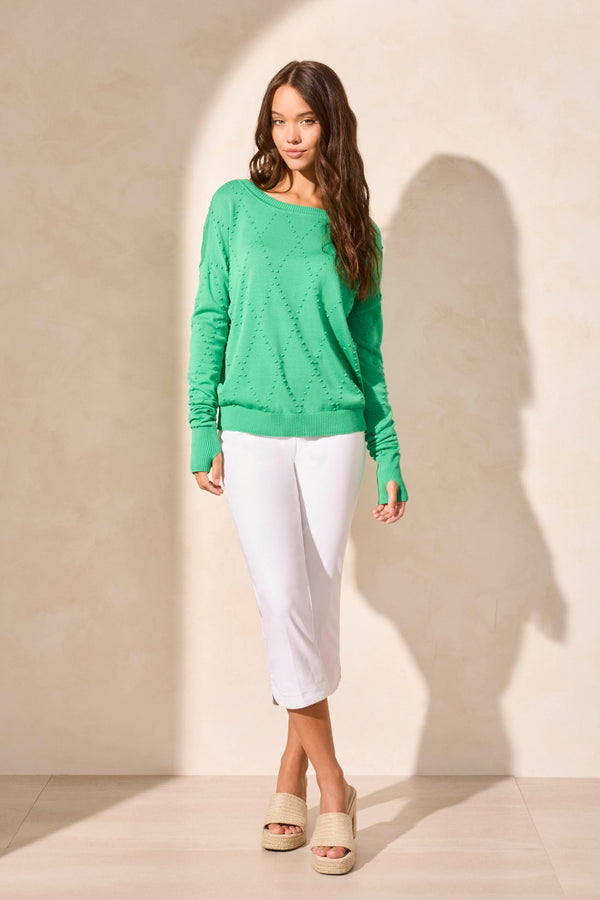 tribal Pull À Col Ras-Du-Cou À Manches Longues Avec Trous Dans Les Pouces