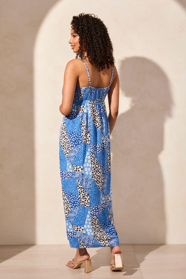 Tribal Robe Longue Sans Manches À Encolure En V En Challis Imprimé