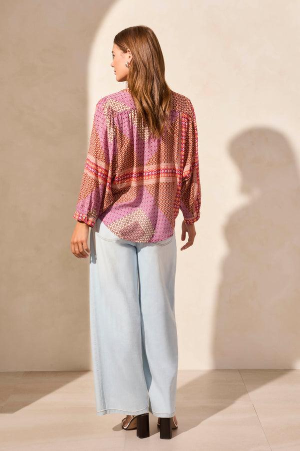 Tribal Blouse Fluide Boutonnée À Manches Dolman