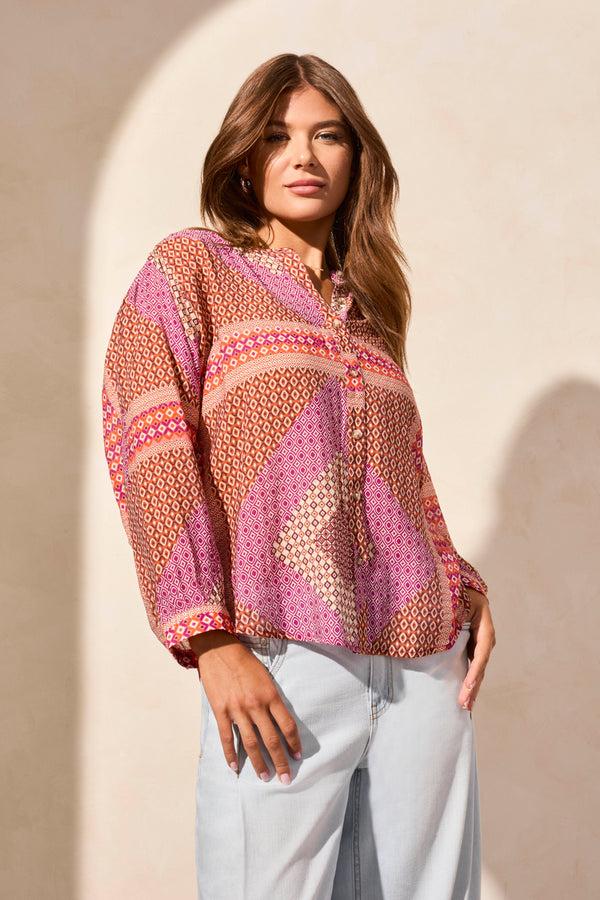 Tribal Blouse Fluide Boutonnée À Manches Dolman