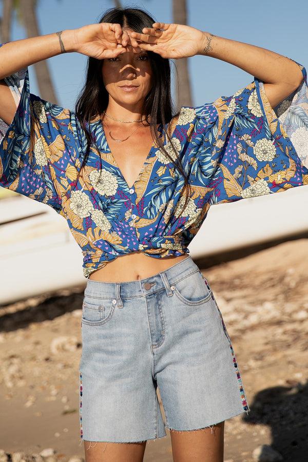 tribal Brooke Short À Taille Haute Brodé