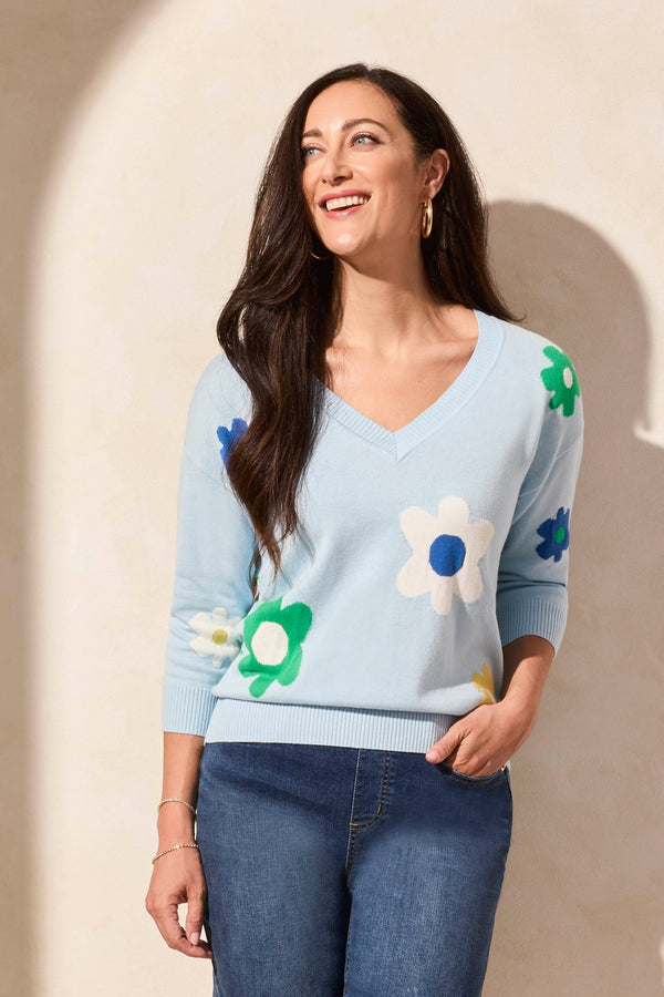 Tribal Chandail À Manches Trois-Quarts Et Col En V