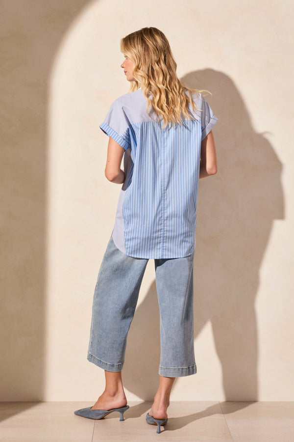 Tribal Chemisier Rayé À Manches Courtes