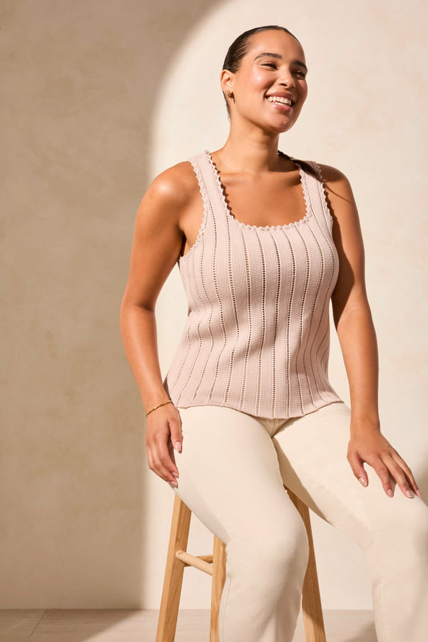 Tribal DÉBARDEUR EN MAILLE POINTELLE À COL CARRÉ