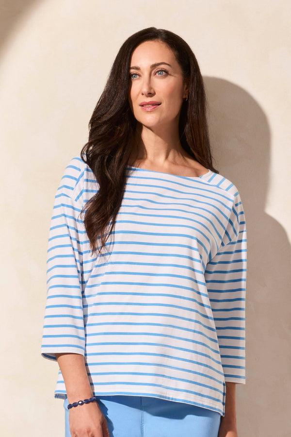 Tribal Haut À Col Bateau En Jersey À Rayures