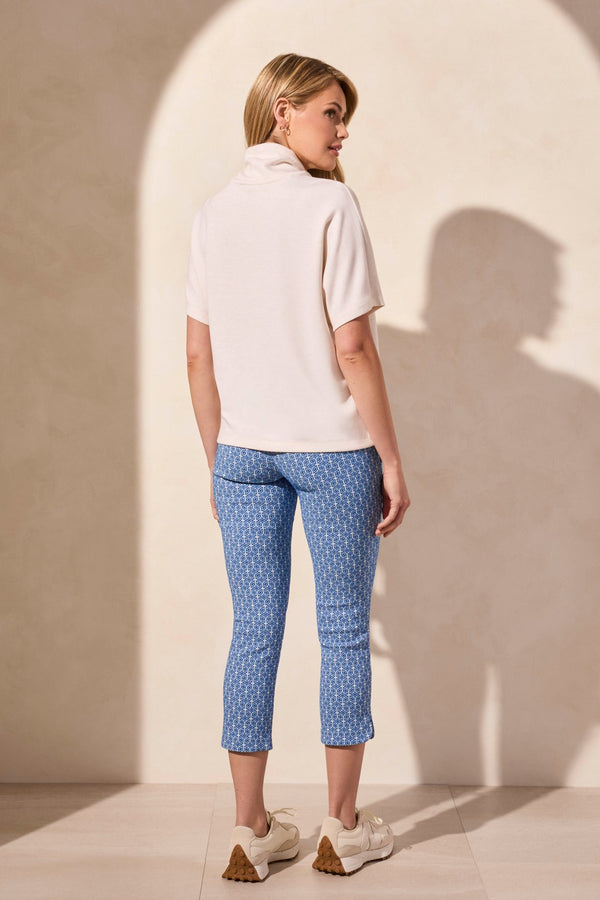 Tribal Haut À Col Entonnoir En Maille Scuba Légère