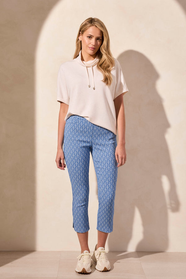 tribal Haut À Col Entonnoir En Maille Scuba Légère