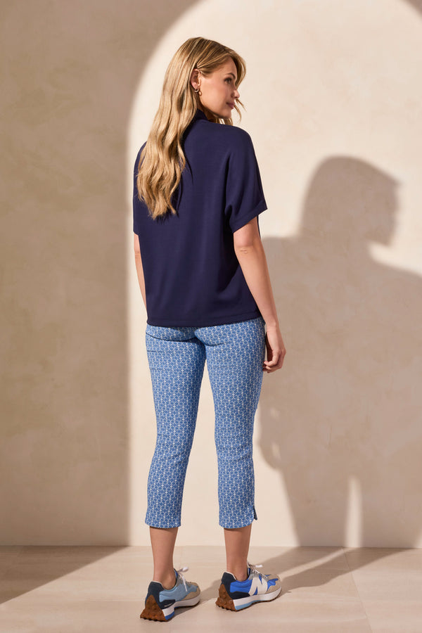 Tribal Haut À Col Entonnoir En Maille Scuba Légère