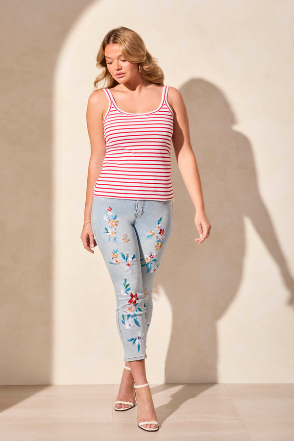 Tribal Haut Ajusté À Fines Bretelles Et Col En U