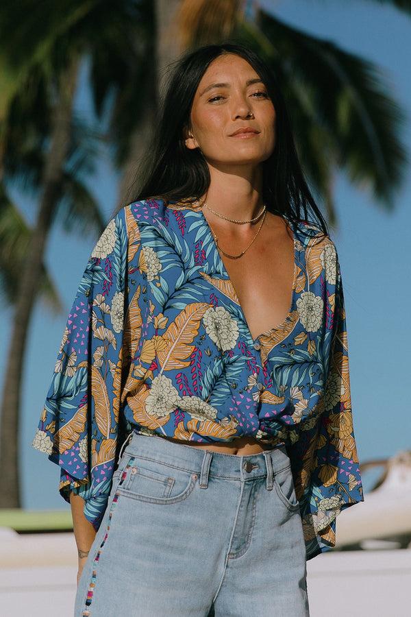 tribal Haut Kimono À Nouer Devant