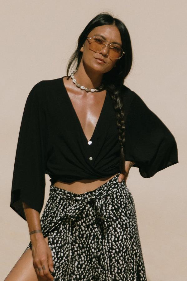 tribal Haut Kimono À Nouer Devant